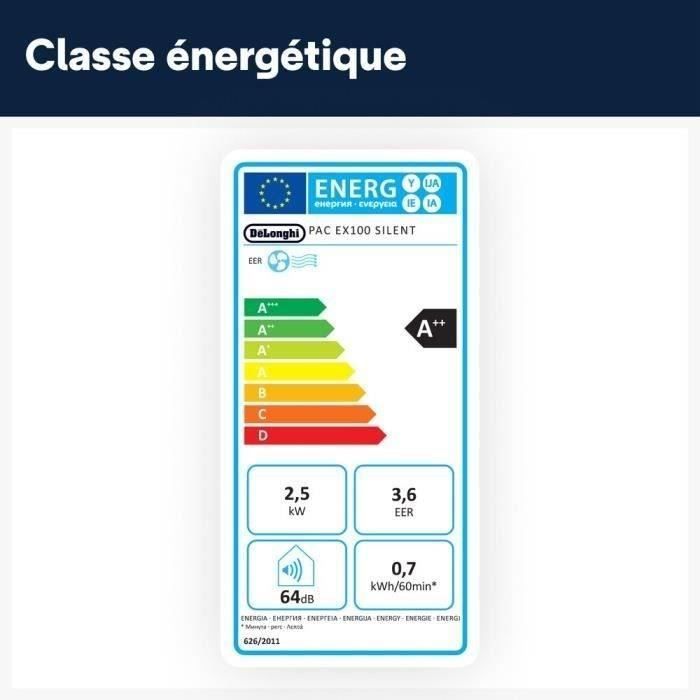 DELONGHI Aire acondicionado móvil - PAC EX100 SILENT - 2500W - 10000BTU/h - ClaseA++ - EER3