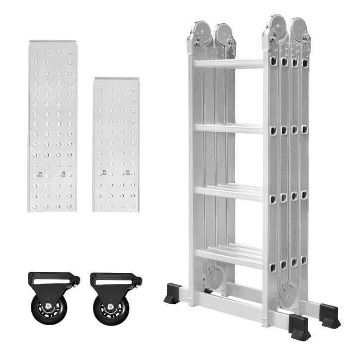 LILIIN 6-in-1 aluminium ladder - 4 x 4 treden - 2 steigerplatformen - Maximale belasting 150 kg