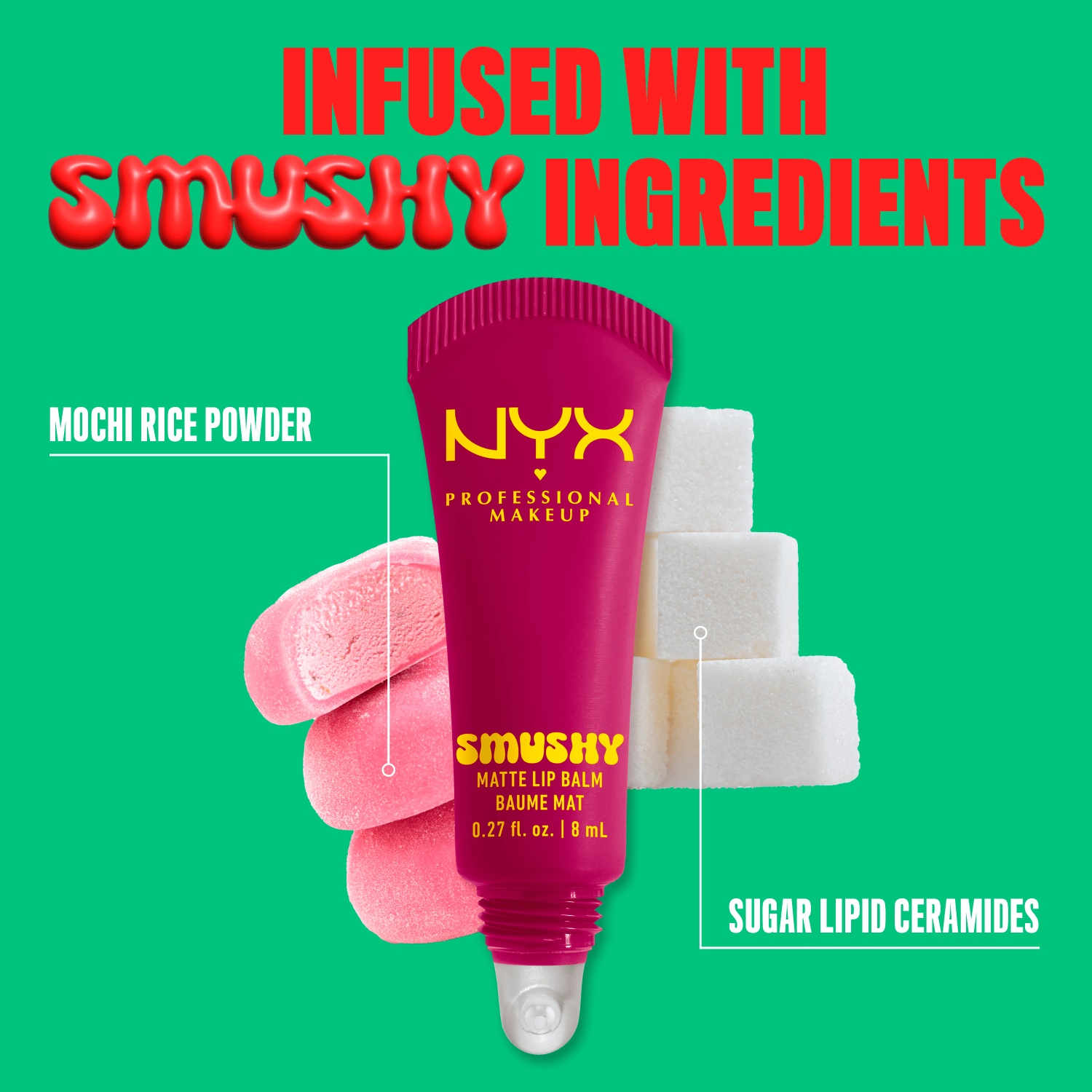 NYX Professional Makeup lūpų balzamas „Smushy Matte“ – 8 ml