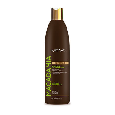 Champú hidratante y abrillantador Kativa Macadamia, champú hidratante para cabello seco, 500 ml