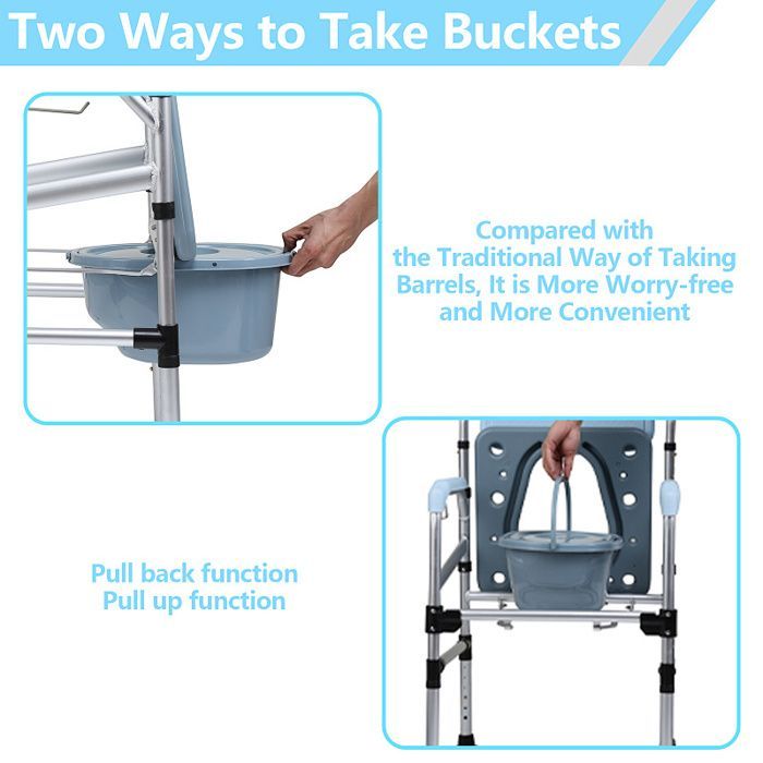 Silla inodoro para mujeres embarazadas, silla de baño, silla de ducha móvil para personas mayores, antideslizante, ajustable, estable y segura.