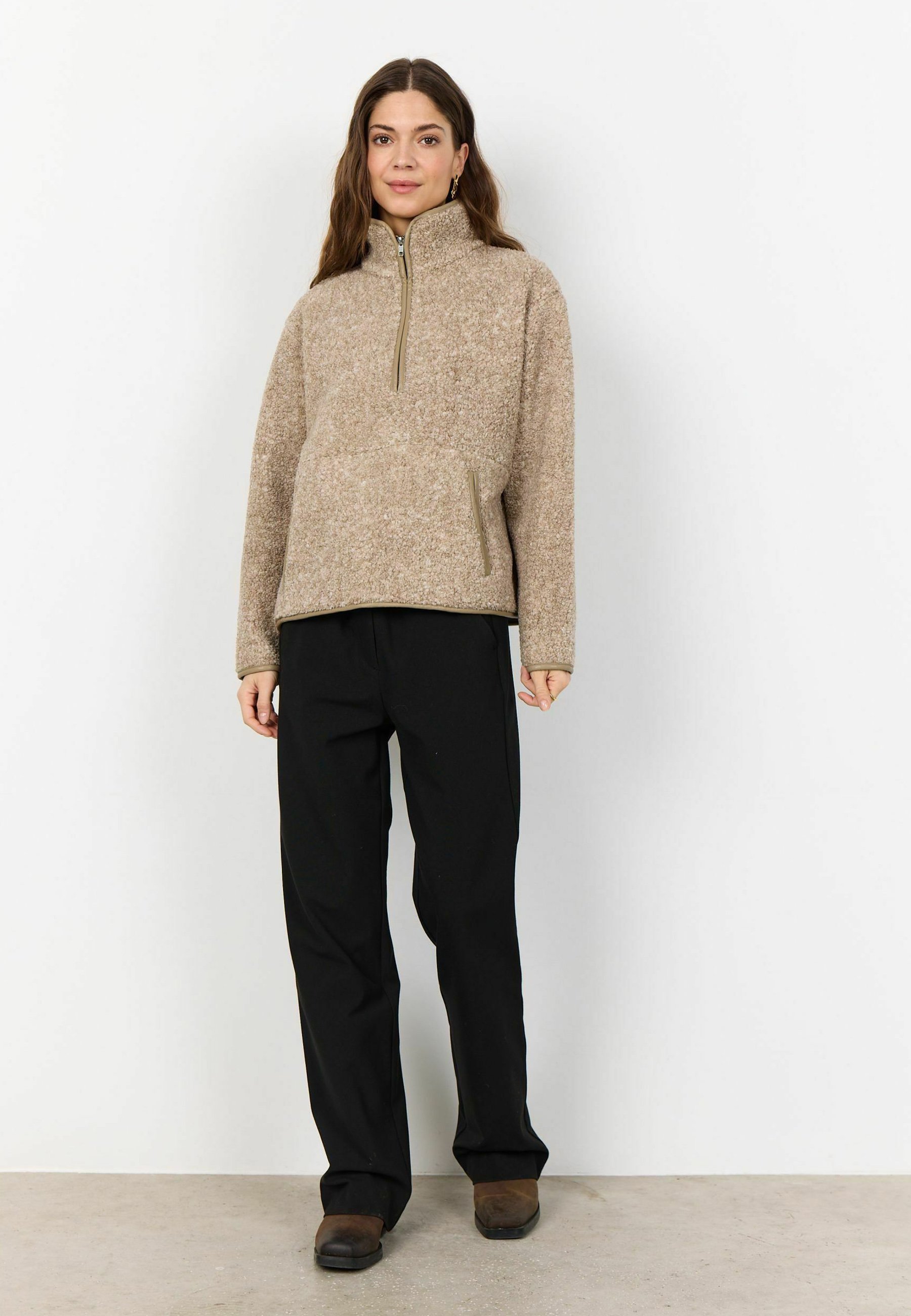 Soyaconcept fleece trui - camel melange