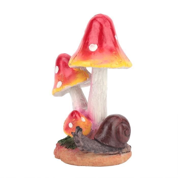 Decoración de jardín - OMABETA - Seta roja - Resina ecológica - Animales adorables - Caracol y rana