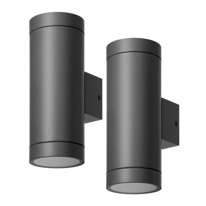 Apliques de pared EDISHINE para interior/exterior, juego de 2, color negro, resistentes al agua IP44, casquillo GU10, bombilla necesaria, iluminación de pared.