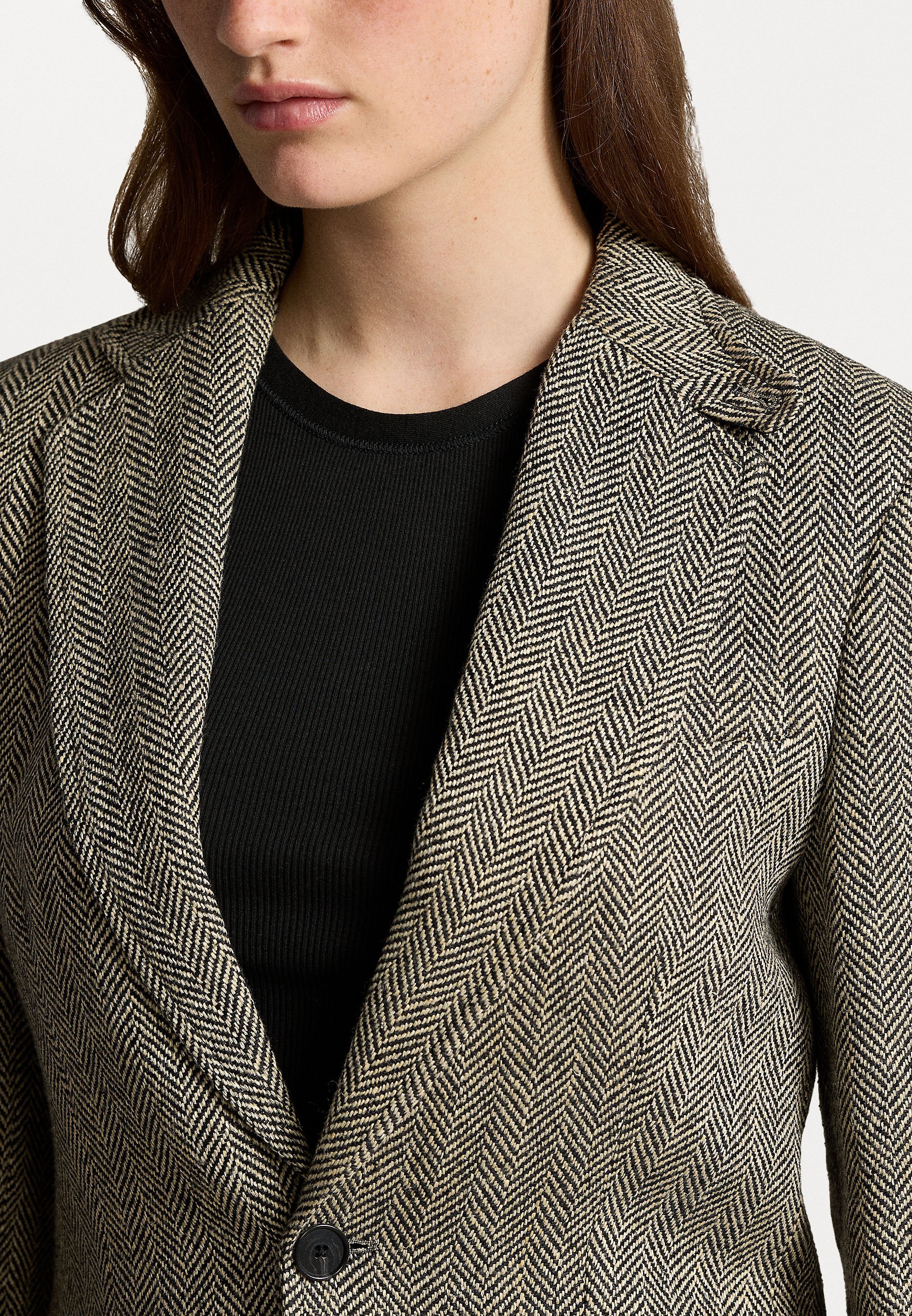 Polo Ralph Lauren BLAZER VAN LINNENMIX MET VISGRAATPROFIEL - Blazer - zwart/crème