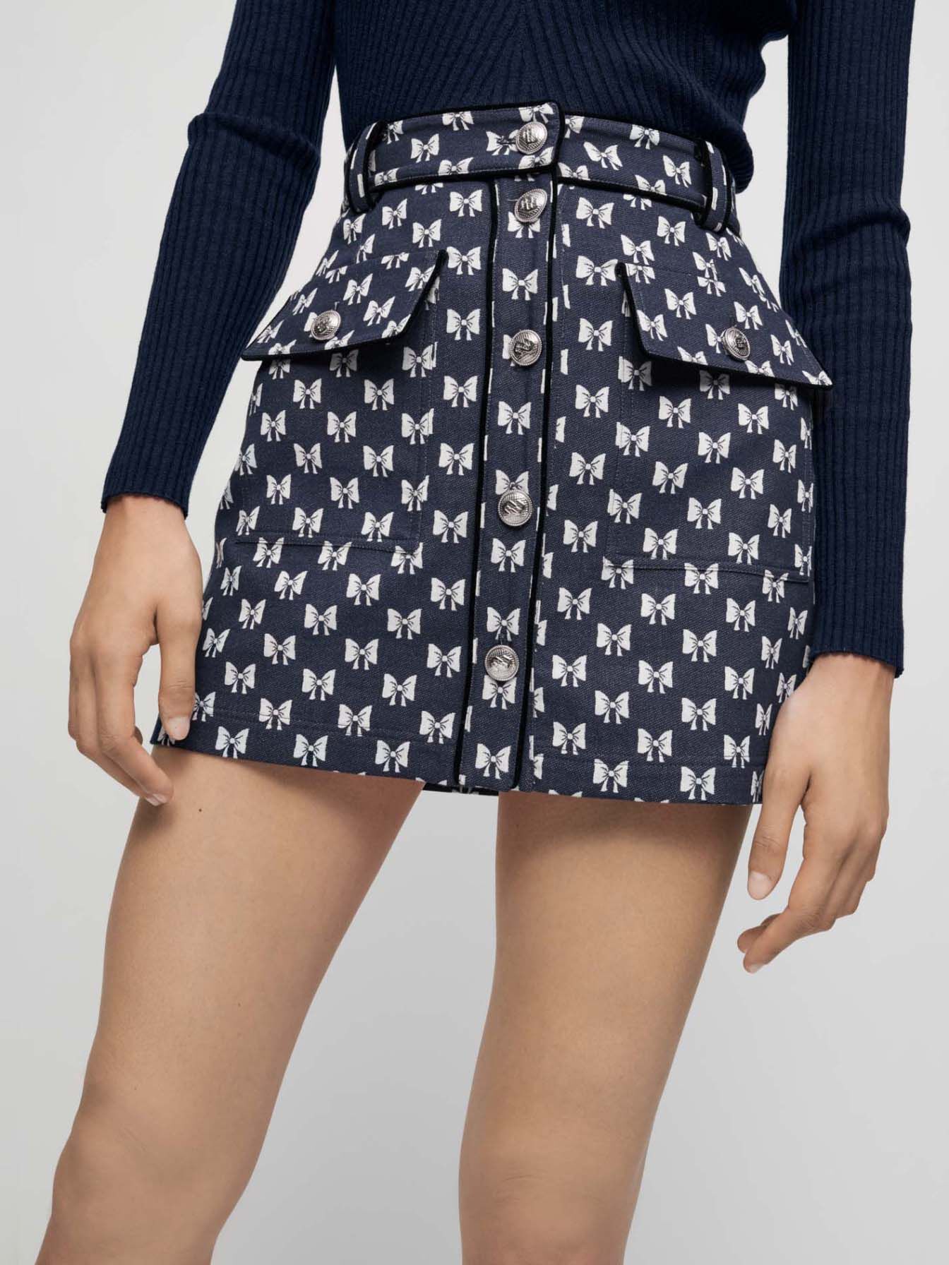 Jacquard rok met strikken - Noeuds Marine