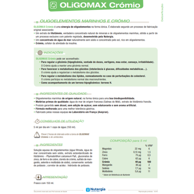 Doplněk stravy Nutergia OliGomax Chromium Glycomia pro regulaci hladiny glukózy v krvi 150 ml 150 ml