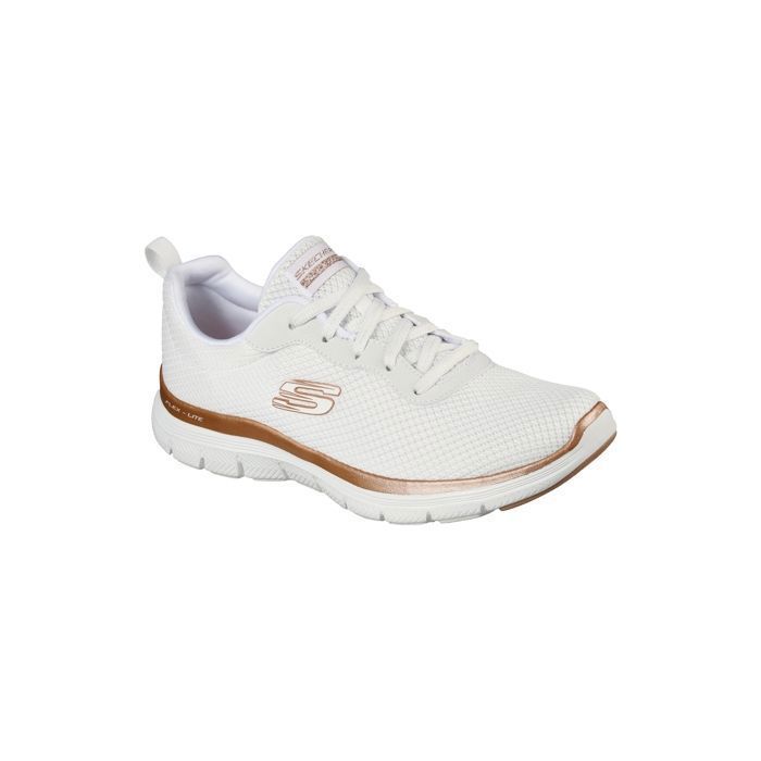 Scarpe da corsa da donna - SKECHERS - Flex Appeal 4.0 - Bianco - Fitness - Strada