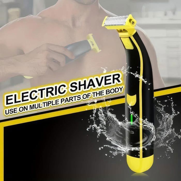 Barbeador elétrico masculino com 4 cabeças intercambiáveis, aparador de barba híbrido 360°, para uso a seco e molhado.