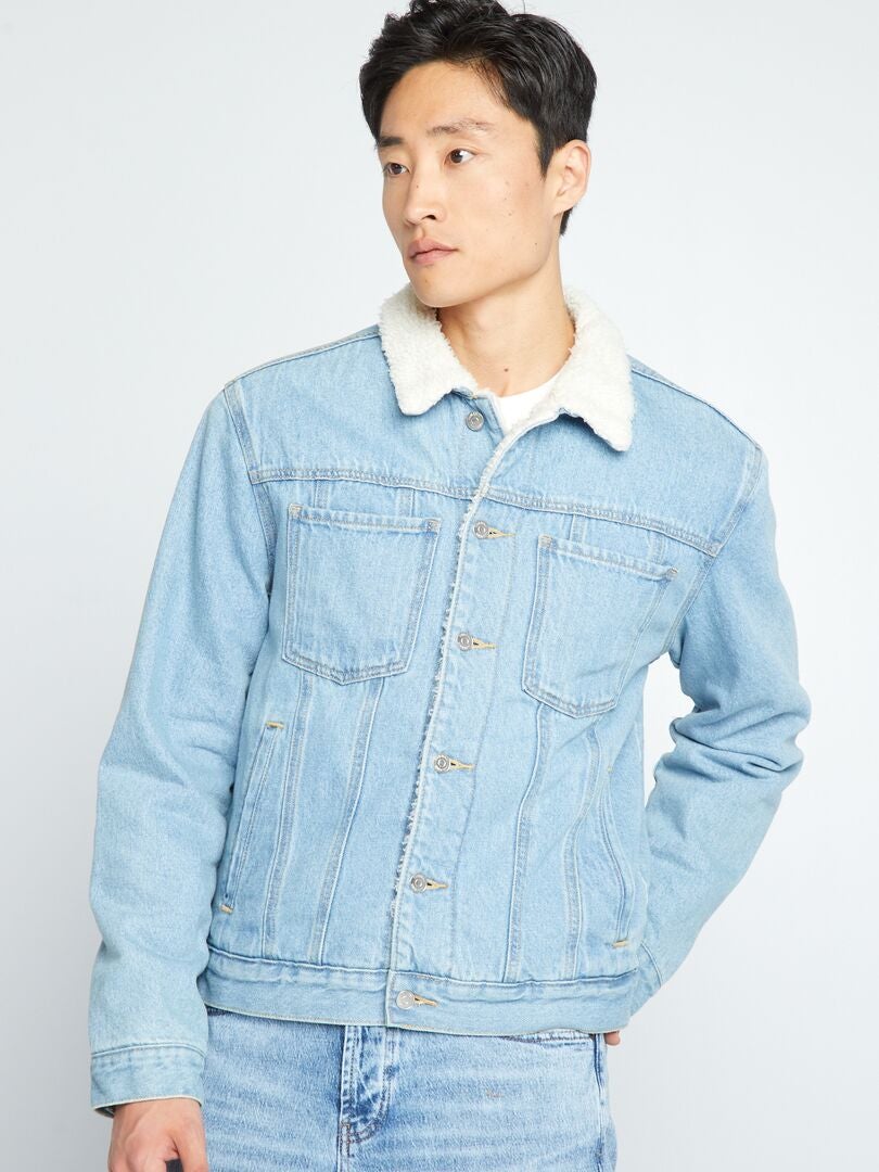 Kurtka dżinsowa z podszewką Sherpa – jasnoniebieski denim
