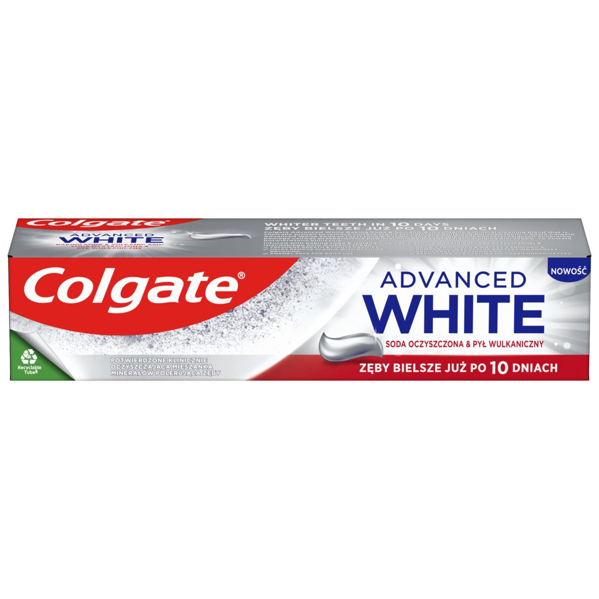 Lievito in polvere Colgate Advanced White e cenere vulcanica