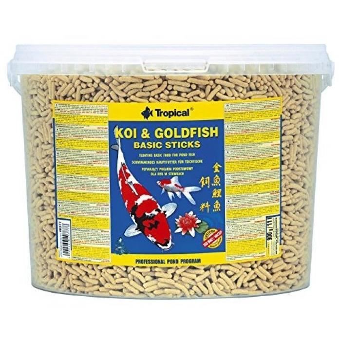 Tropical Koi & Goldfish Basic Sticks – Floating food for koi and goldfish, 11 L