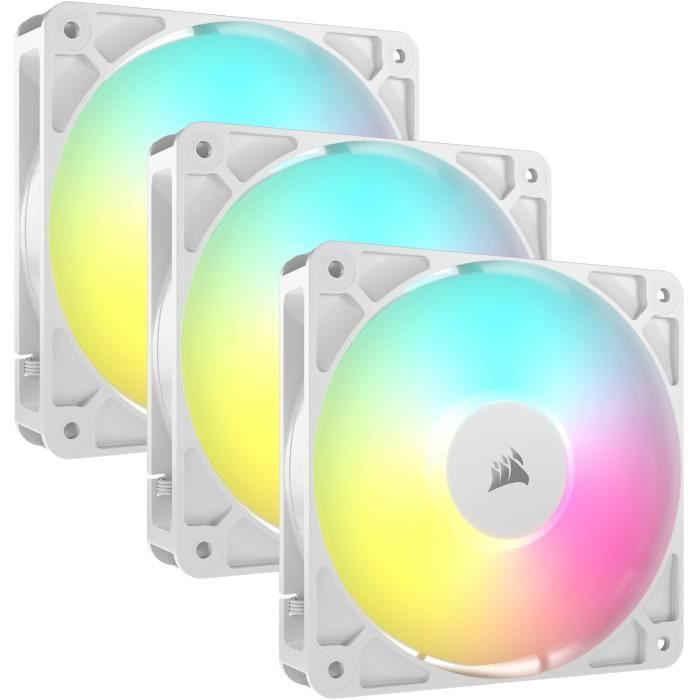 Kit com 3 ventoinhas ARGB de 120 mm - CORSAIR - RS120 - Brancas