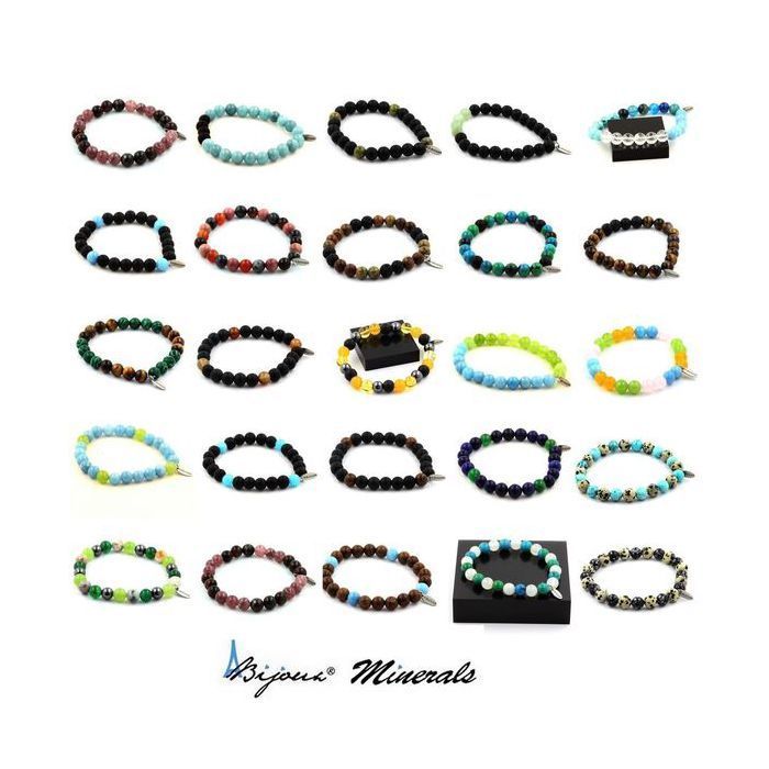 Bracelet - A Jewelry - Genuine Amber and Black Onyx - Length 19-20 cm - 8 mm Beads - Unisex