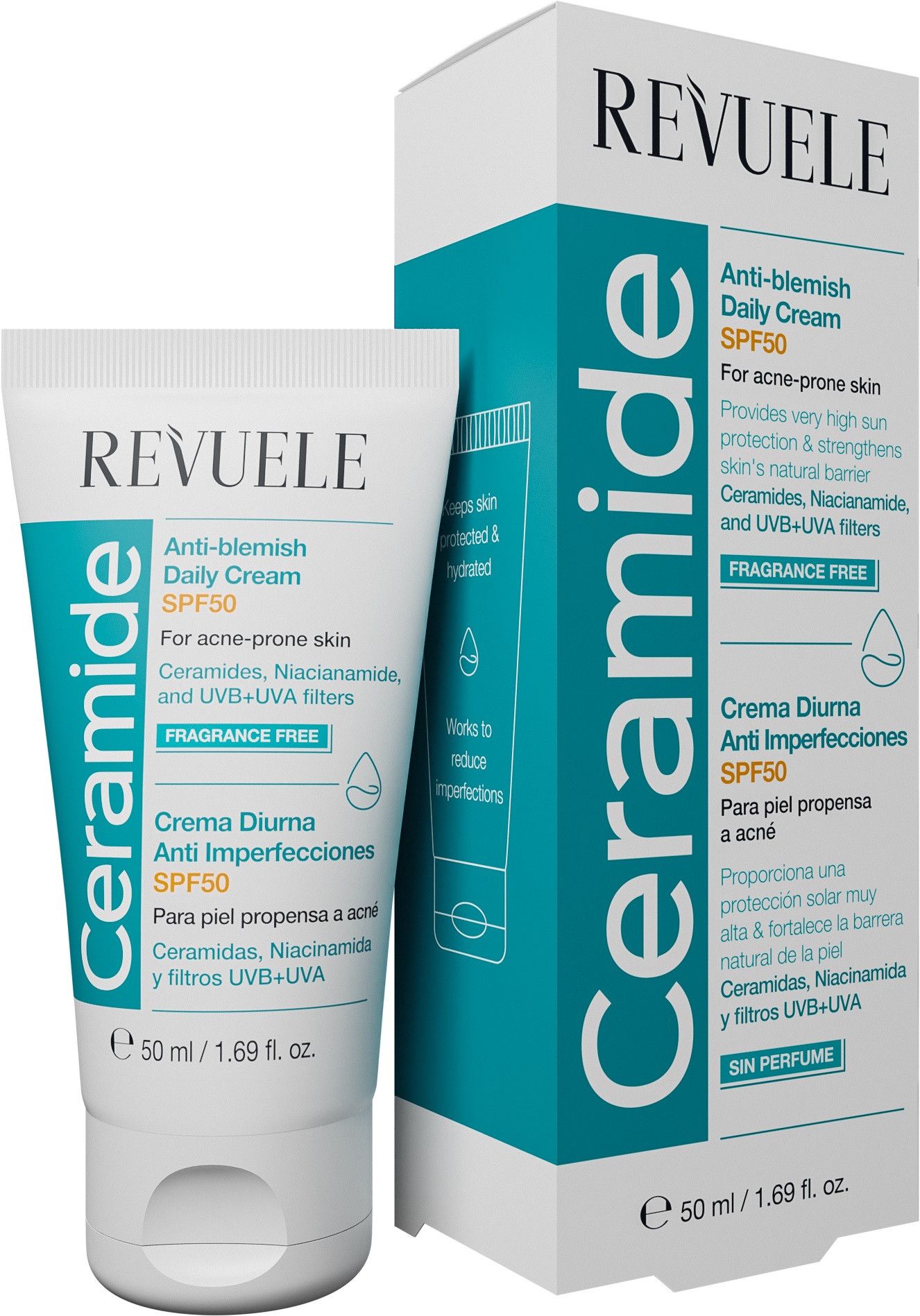 Dnevna krema proti nepravilnostim s ceramidi SPF50 Kreme za obraz proti temnim madežem