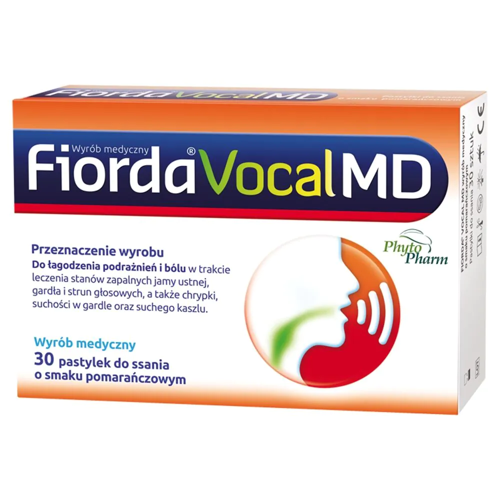 Fiorda Vocal Md, Smak pomarańczowy, Pastylki do ssania