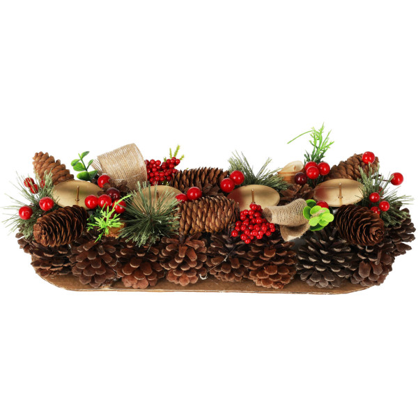 Wieniec adwentowy, świecznik z szyszek, 41 cm