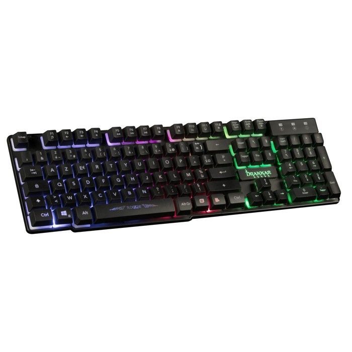 Pack de périphériques gaming - KONIX - Drakkar 4 en 1 - Clavier AZERTY - Rétroéclairage LED - Dual jack USB