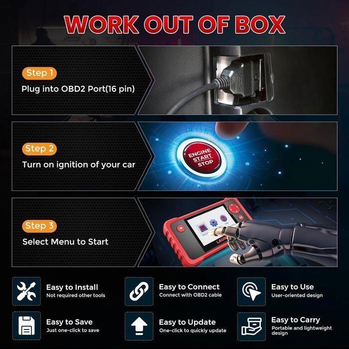 LAUNCH CRP123 V2.0 Plus 2026 EOBD/OBDII Car Diagnostic Tool, Complete System Car Diagnostics