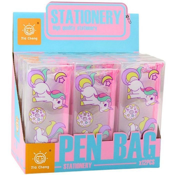 Estojo escolar transparente Lean Storage Pouch, com estampa de unicórnios e donuts, 20 x 8,5 x 4 cm