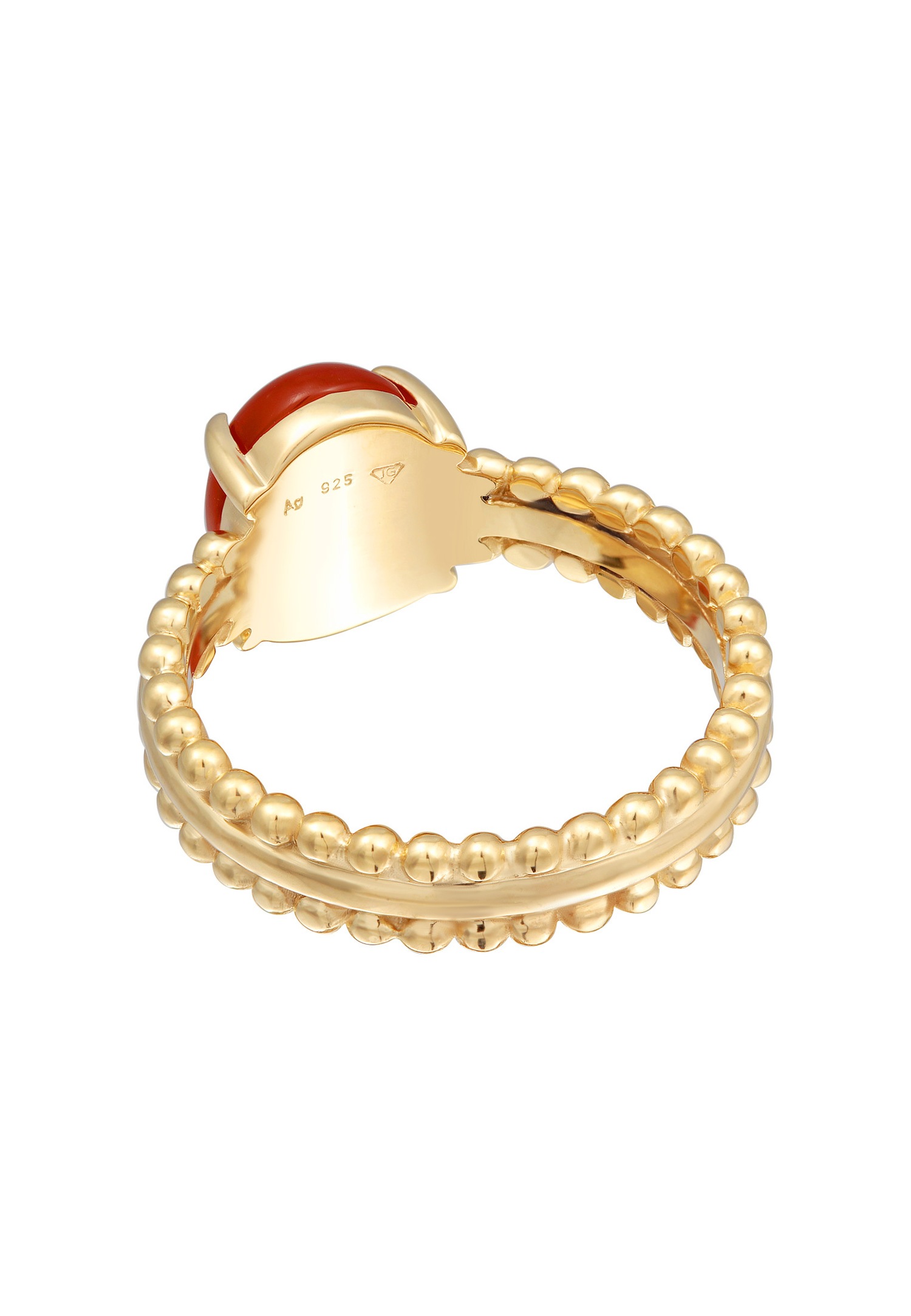 Elli PREMIUM Elli PREMIUM Bague Femmes Déclaration Twisted avec cornaline en argent sterling 925 plaqué or