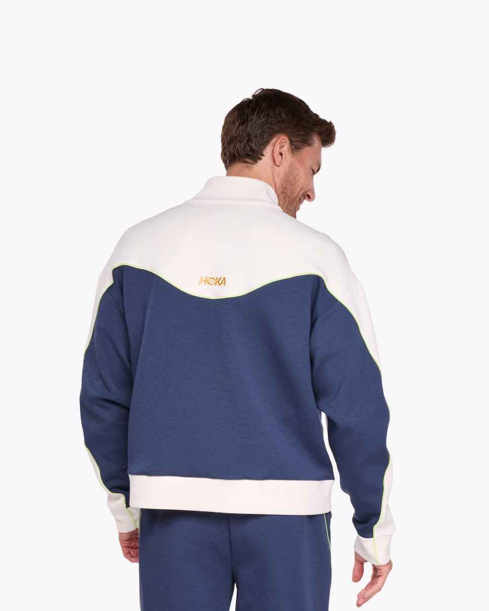 HOKA Giacca in maglia Kaitoro color alabastro / blu navy stile college