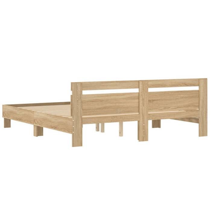 Marrón 200 x 200 cm - Cama de madera - Estable y duradera - Estructura de cama - Colchón no incluido - Roble Sonoma 200x200 cm 001_186734