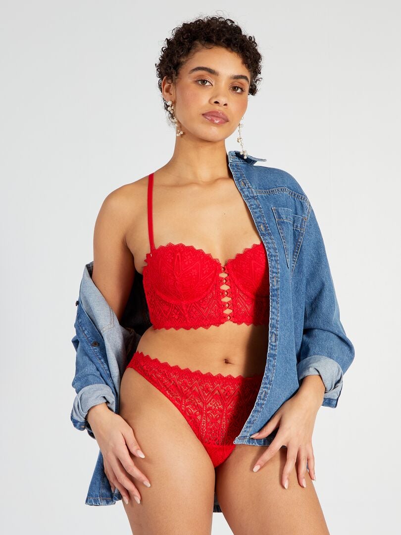 Sutiã bustiê de renda - vermelho