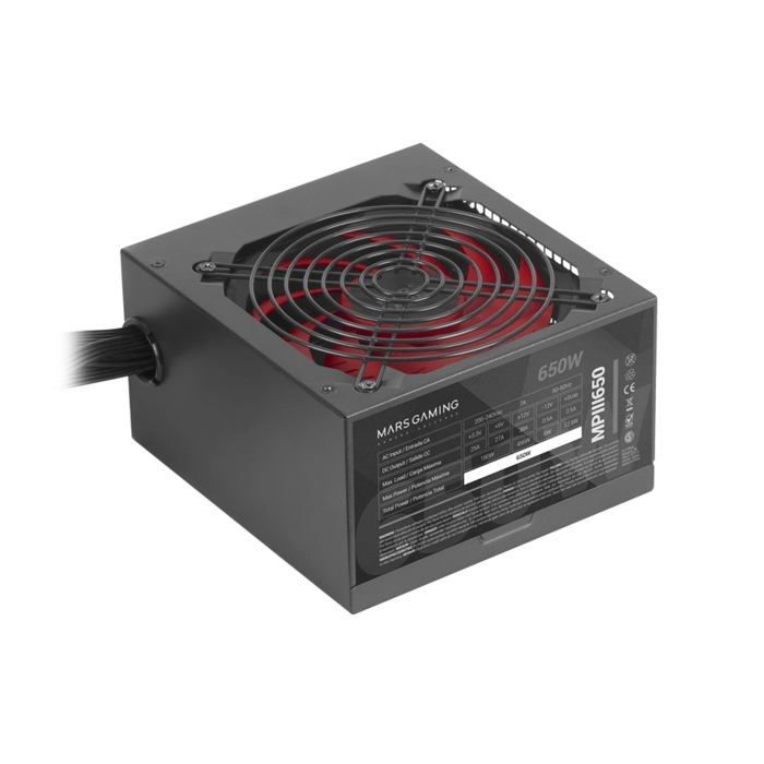 Mars Gaming MPIII650, 650W ATX PC Power Supply, 5-Year Warranty, AI-RPM Silent Technology, 85% Efficiency, Black
