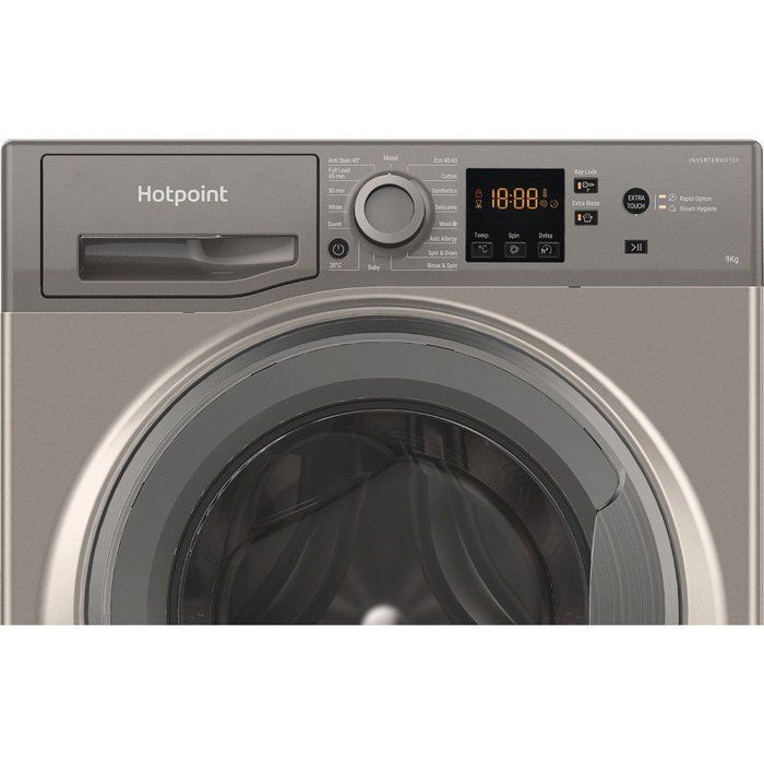 HOTPOINT NSWM946GGFR Front-Loading Washing Machine - 9 kg - Induction - 1400 rpm - Class A - Graphite