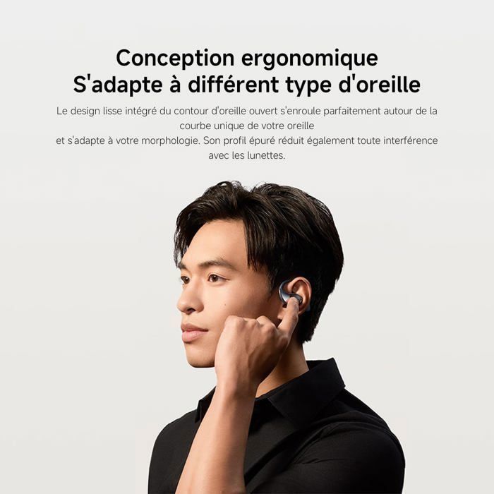 Écouteurs sans fil - Xiaomi - Xiaomi OpenWear Stereo Gris minéral - Autonomie 38,5h - Réduction de bruit AI - Intra-auriculaires