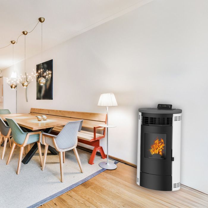 Estufa de pellets Air Flavia de 9,5 kW, blanca, Sannover