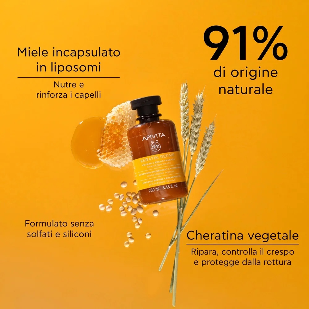 APIVITA Apivita Nourish & Repair shampoo met keratine 250 ml voor droog en beschadigd haar