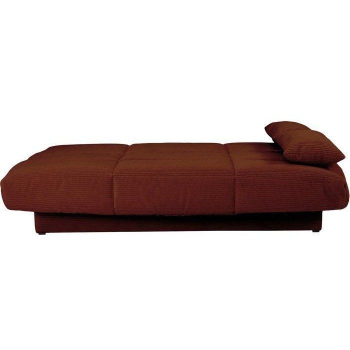 Banquette clic-clac - 3 places - Avec coussins - Tissu Terracotta -190 x 90 x 92 cm - CLEM