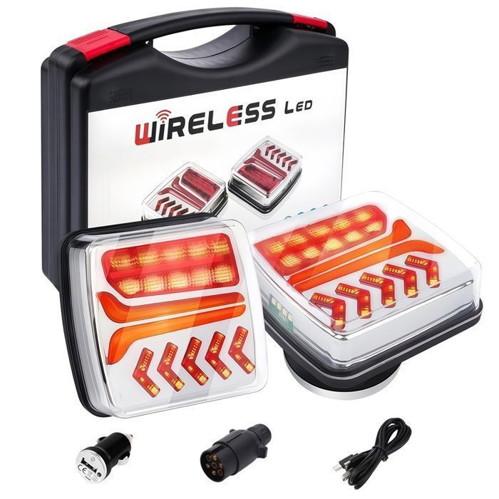 Luces traseras magnéticas inalámbricas para remolque, kit de luces LED recargables e impermeables IP65, luces de freno e intermitentes para camión.