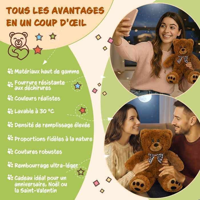 MONZANA® Orsetto di peluche marrone morbidissimo con papillon - Orsetto di peluche da 50 cm - Simpatico giocattolo di peluche