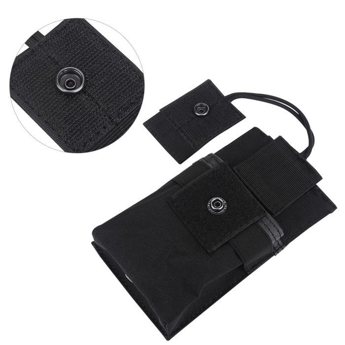 Custodia portatile in nylon per walkie-talkie, radio, ideale per sport all'aria aperta, colore nero.