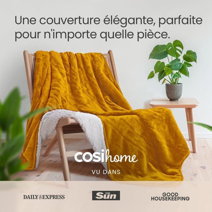 Electric Heated Blanket - COSI HOME - 180x130cm - Yellow - 10 Temperature Settings - 10-Hour Timer