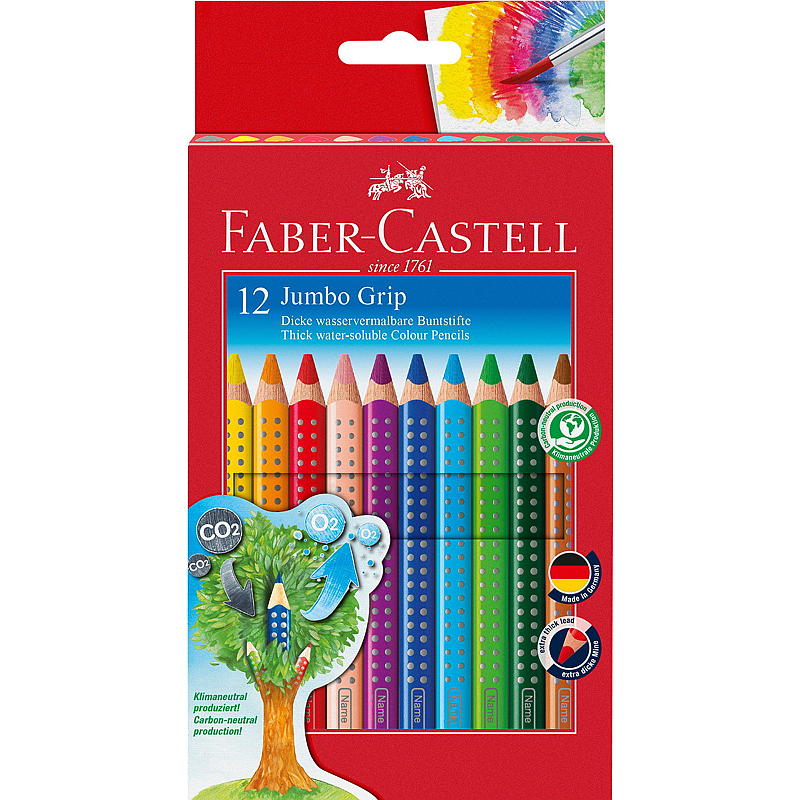 Matite colorate Faber Castell Jumbo, confezione da 12 pezzi, impugnatura FC
