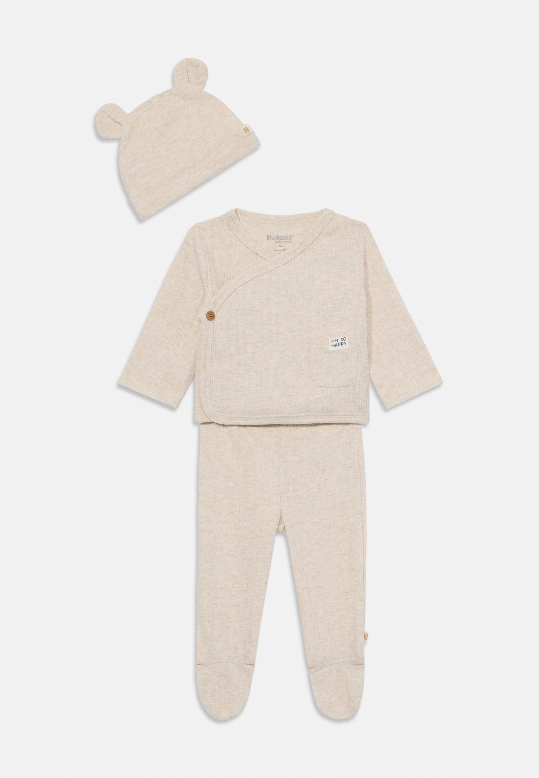 Huggies broekenset met voetjes, unisex - Top met lange mouwen - zand