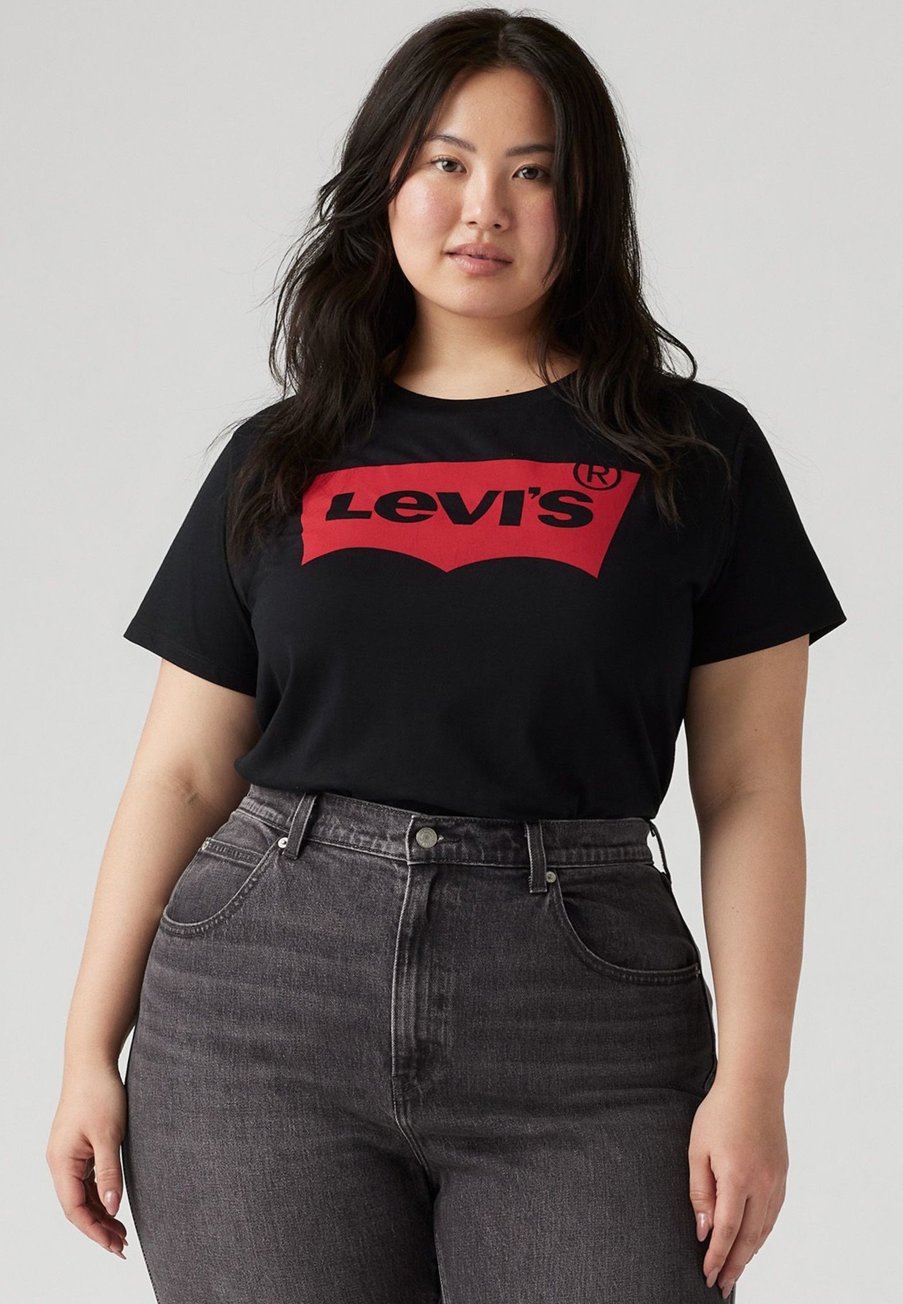 Levi's® Plus PERFECT - T-shirt met print - plus vleermuismouwen gitzwart
