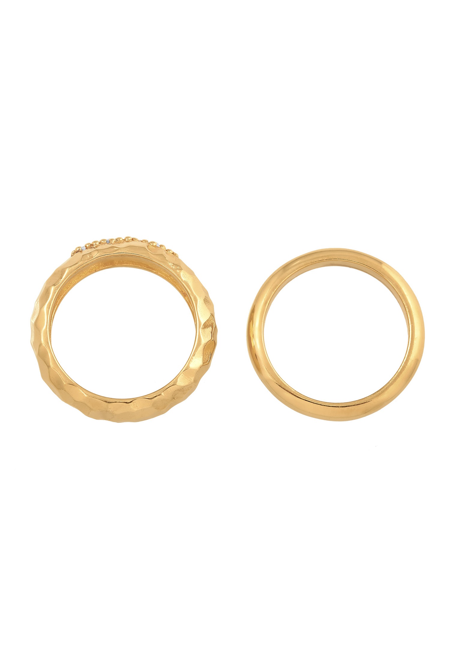 Elli PREMIUM Femmes Bande Set de 2 Martelé avec Topaze en Argent Sterling 925 Rhodié