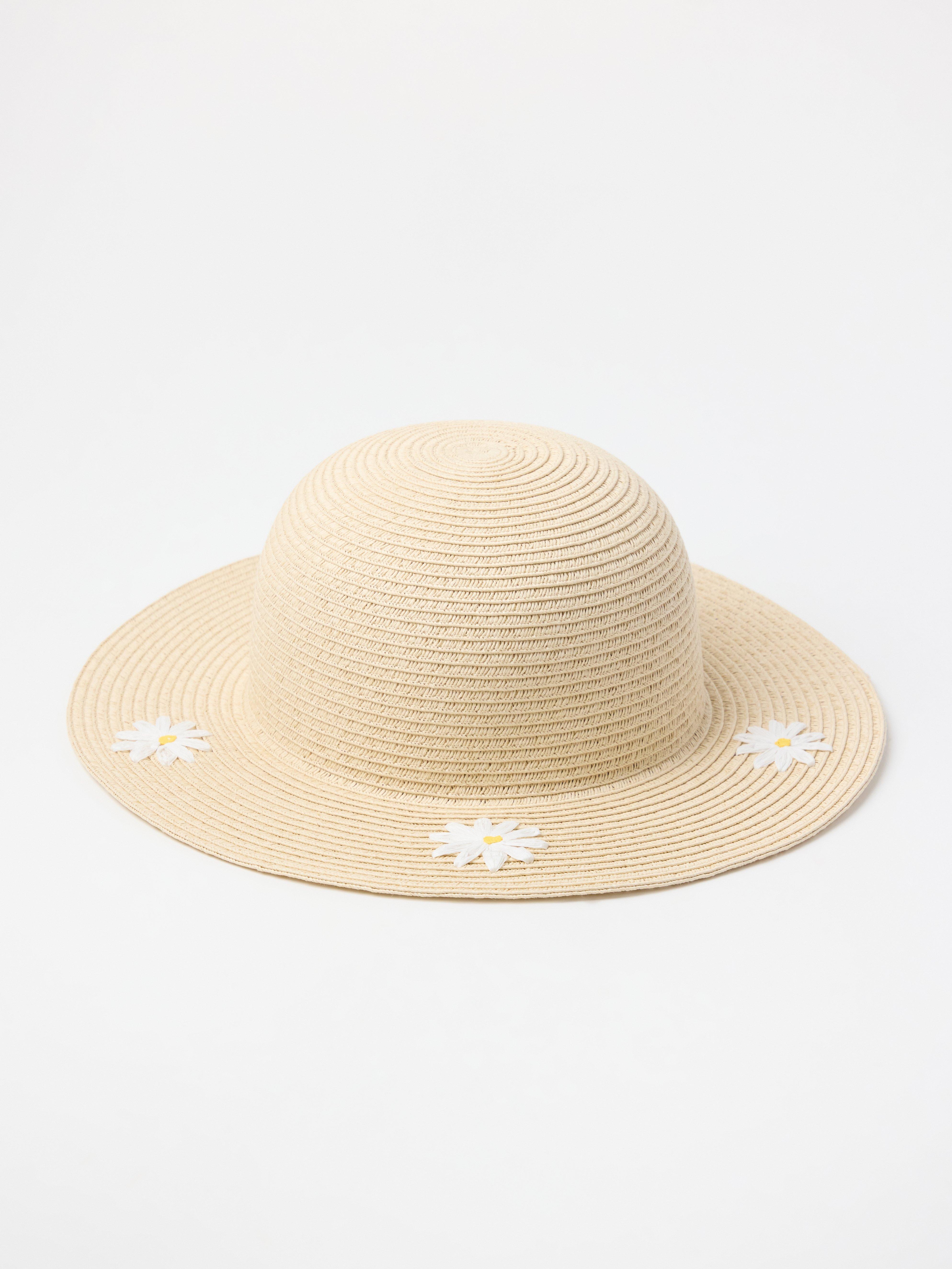 Sombrero de paja con flores para el sol