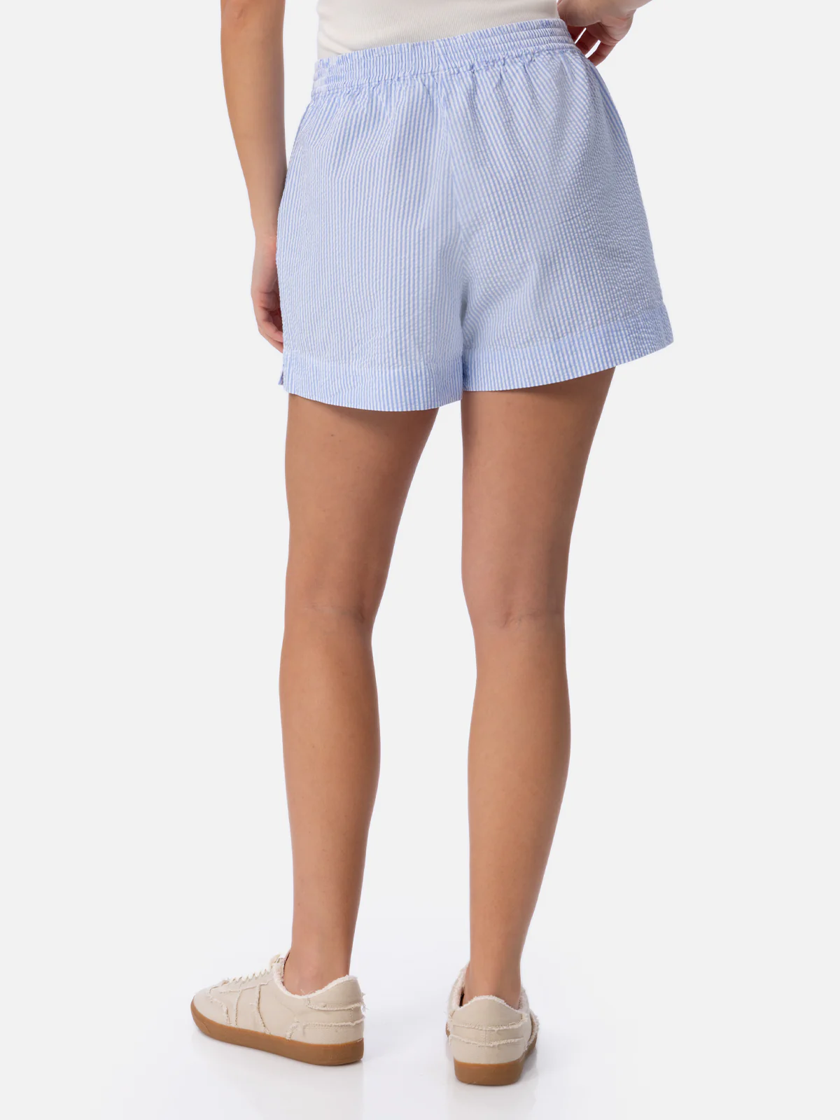 Meave gestreepte seersucker pull-up damesshorts