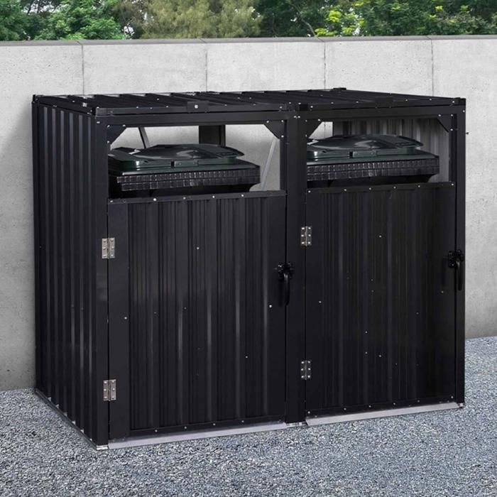 IDMARKET Double bin enclosure in anthracite grey steel