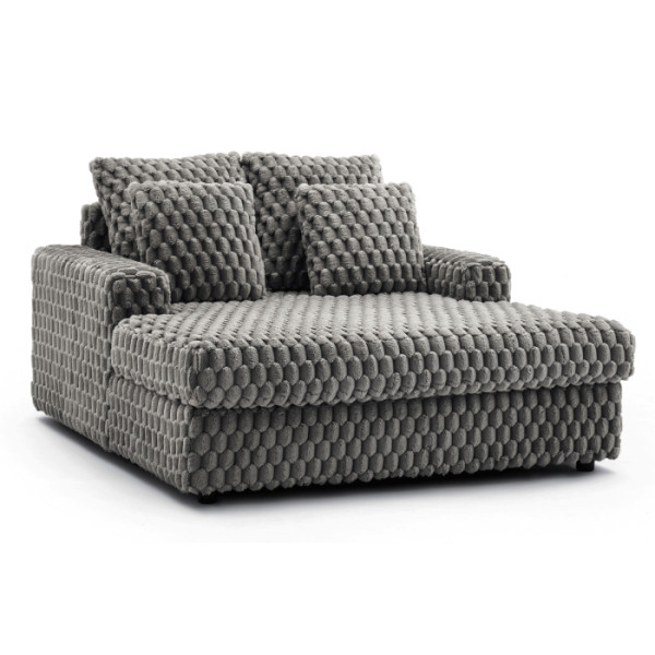 Fotel Wypoczynkowy Kanapa Sofa do Spania Salonu Welur Pluszowy KOBEL Szary