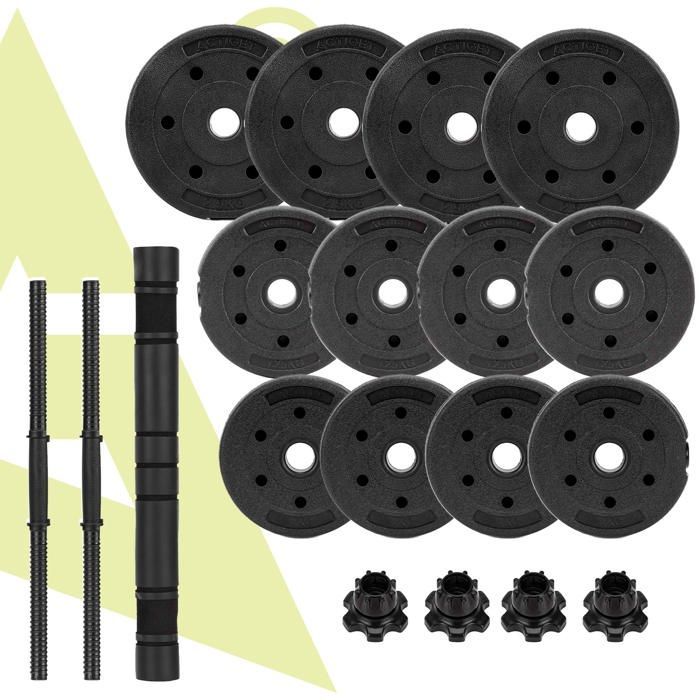 Manubri per sollevamento pesi - ACTIGET - 20 kg - Regolabili - Design compatto - Ideali per allenamenti a casa