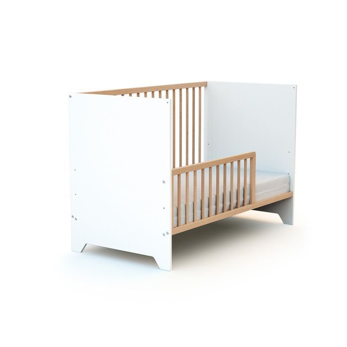 AT4 - Barrière de lit bébé en bois SEREN - 120 x 32 x 4 cm  Hêtre Verni -