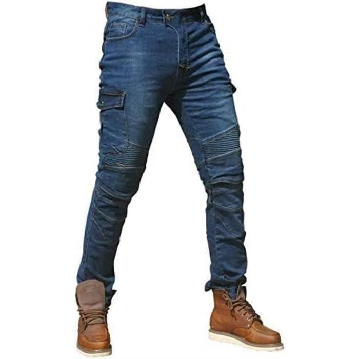 Pantalones de moto para hombre - Vaqueros de moto - Pantalones con protecciones para moto - Protección para ciclismo - Azul