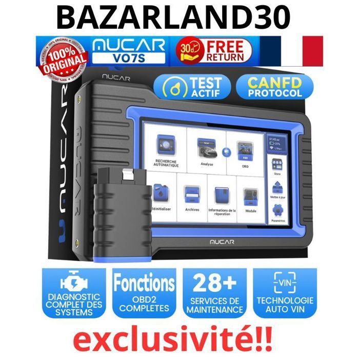 Strumento diagnostico bidirezionale per auto - BAZARLAND30 - MUCAR VO7S - Touchscreen da 7 pollici - Oltre 106 marche